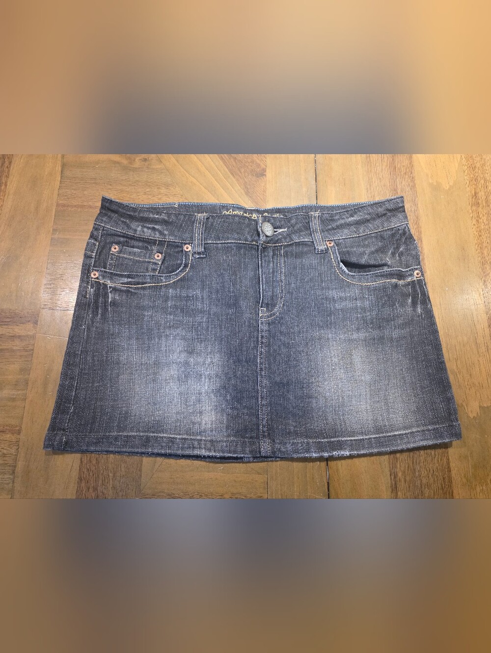 American Eagle Micro Mini Denim Jean Skirt Sz 12 Distressed Dark Wash